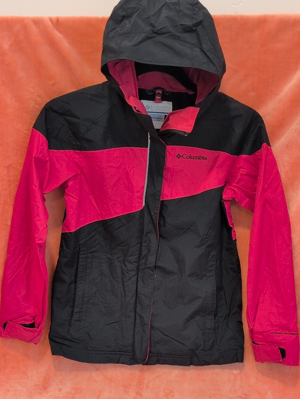Columbia Girl's Black Pink Hooded Waterproof Winter Ski Jacket Size 8